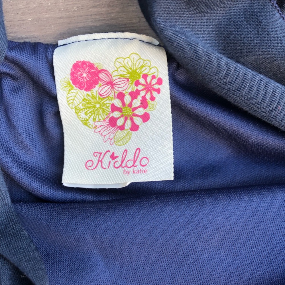 Girls Navy Rose Bud Sleeveless High-Low Dress - Picture 6 of 7